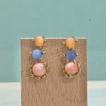 pendientes fiesta originales en rosa coral con azul lavanda para mujer a la moda