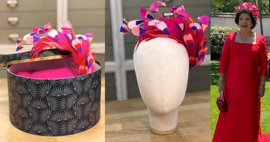 tocado diadema de plumas para madrina